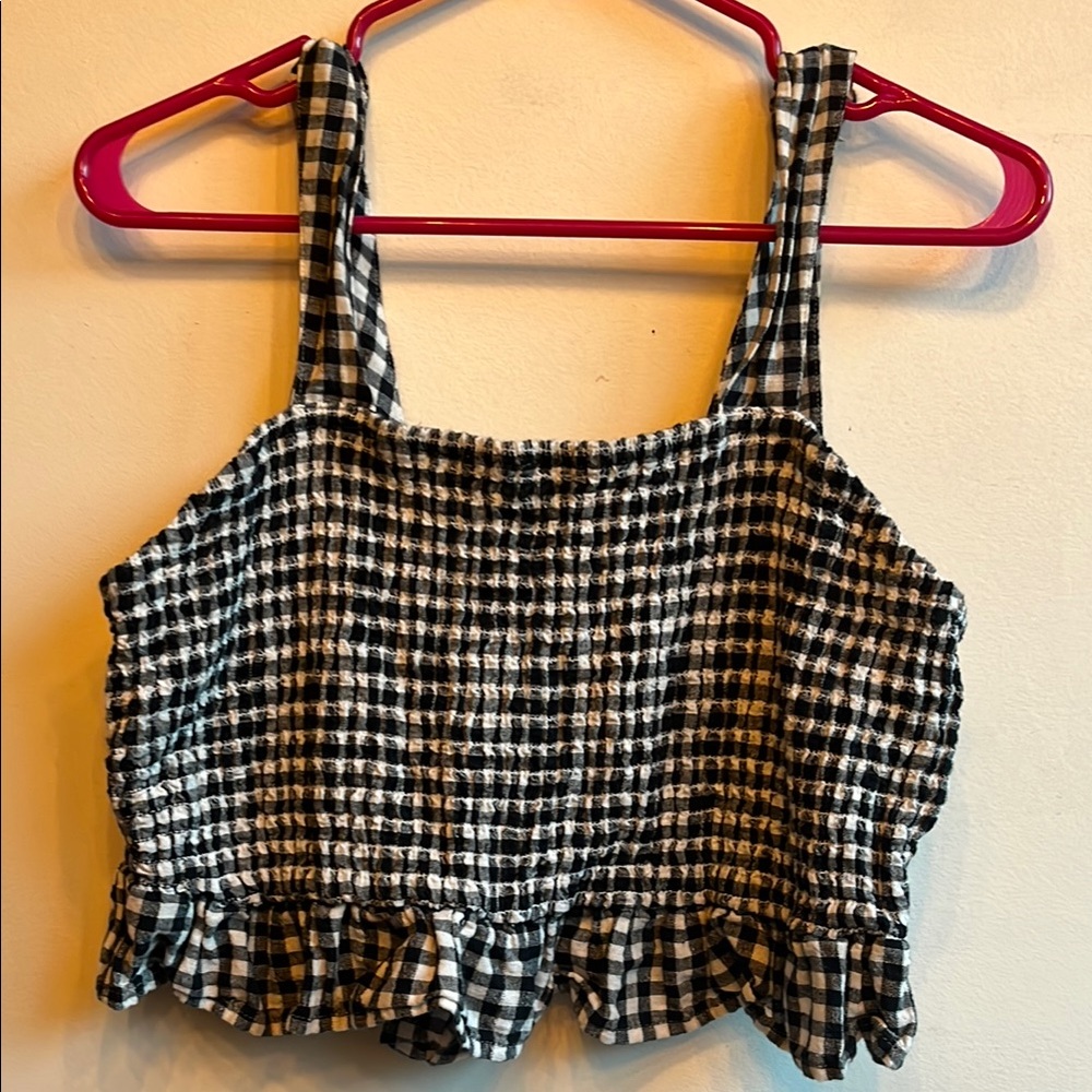 American Eagle Outfitters Gingham Black and White Crop Top